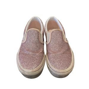 Vans Kids Slip-On V Shoe Pink Sparkle Girls Size 11.5